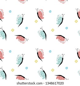 butterfly flower colorful line pattern girl tee illustration art vector 