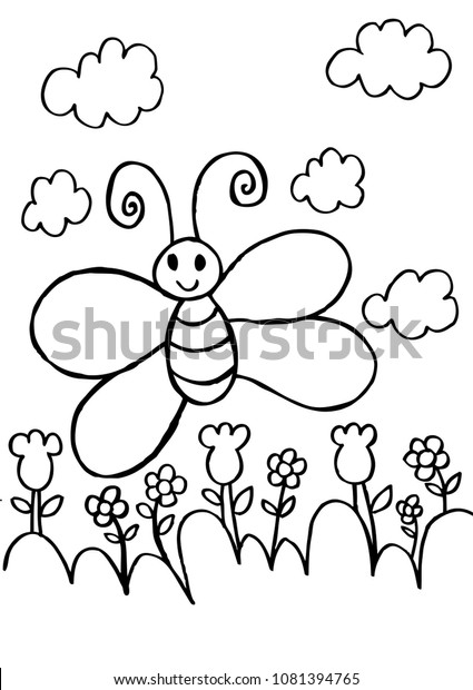 butterfly flower coloring pages stock vector royalty free