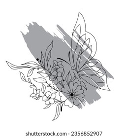 butterfly With Flower Design vector illustration