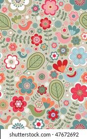 Butterfly Flower Garden Colorway Two Seamless Pattern