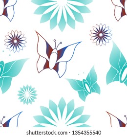 Butterfly with Flower Gradient Color