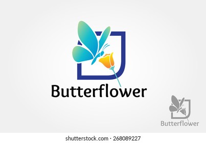 Butterfly Flower Logo Template. It's a beautiful logo, synthesis between butterfly and a flower. it's try to symbolize  somethings beauty and everything that related with a woman activity.  