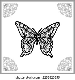 butterfly. flower mandala. Vintage decorative elements with mandalas. Oriental pattern, vector illustration. Islamic, Arabic, Indian, Turkish, Pakistani, Chinese, Ottoman motifs