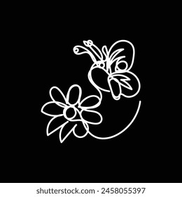 
butterfly with flower minimal design hand drawn one line style drawing, butterfly with flower one line art continuous drawing, butterfly with flower single line art 