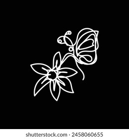  butterfly with flower minimal design hand drawn one line style drawing, butterfly with flower one line art continuous drawing, butterfly with flower single line art 