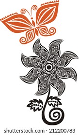Butterfly and flower pattern vector illustration