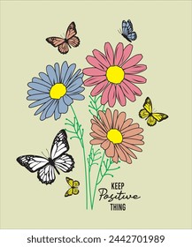 BUTTERFLY FLOWER POSITIVE FASHION GIRL