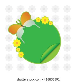 Butterfly and Flower Sticker template vector Design.