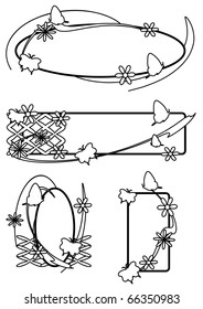 Butterfly and Flower Tags B&W