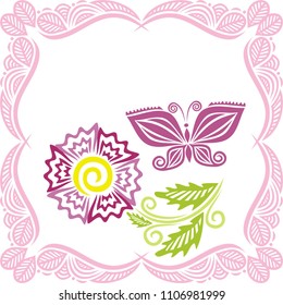 Butterfly and flower. Vector illustration