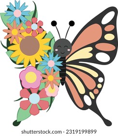 Butterfly flower vector image or clipart