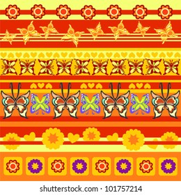 Butterfly and Flowers Background in Lines