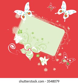 butterfly and flowers with blank page