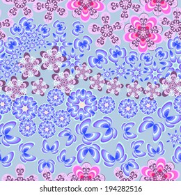 Butterfly with flowers - seamless pattern