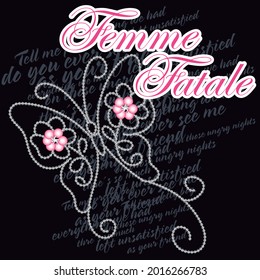 mariposa con flores y texto sobre fondo negro
