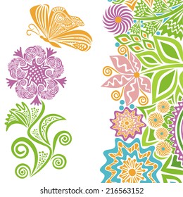 Butterfly and flowers vector illustration