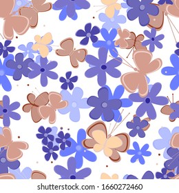 Schmetterling und Blumen.Muster auf weißem Hintergrund.Setzt die Elemente für die design.Vektorillustration.Für Ihre Geschäftserfahrung.

