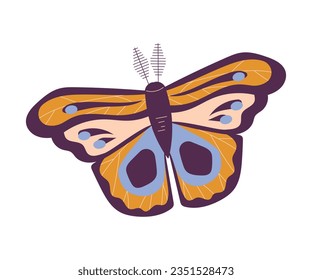 Butterfly Fluttering with Open Wings Closeup Vector Illustration