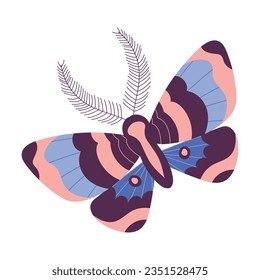 Butterfly Fluttering with Open Wings Closeup Vector Illustration