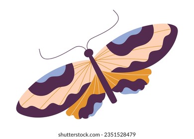 Butterfly Fluttering with Open Wings Closeup Vector Illustration