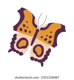 Butterfly Fluttering with Open Wings Closeup Vector Illustration