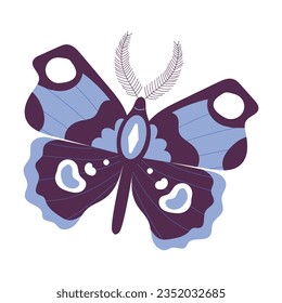 Butterfly Fluttering with Open Wings Closeup Vector Illustration