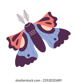 Butterfly Fluttering with Open Wings Closeup Vector Illustration