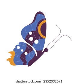 Butterfly Fluttering with Open Wings Closeup Vector Illustration