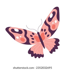 Butterfly Fluttering with Open Wings Closeup Vector Illustration