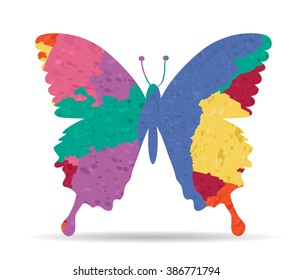 butterfly fly drawn painted icon vector