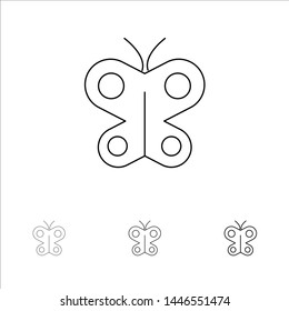 Butterfly, Fly, Insect, Spring Bold and thin black line icon set