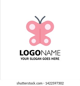 Butterfly, Fly, Insect, Spring Business Logo Template. Flat Color