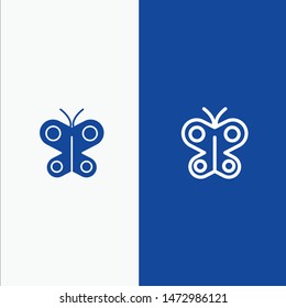 Butterfly, Fly, Insect, Spring Line and Glyph Solid icon Blue banner Line and Glyph Solid icon Blue banner