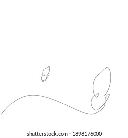 Butterfly fly line draw, vector illustration