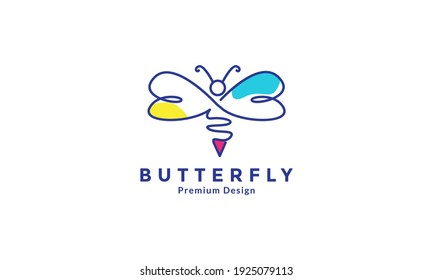 butterfly fly lines art colorful logo design vector symbol icon illustration