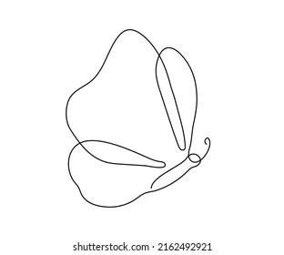Butterfly fly, one single continuous line drawing. Simple abstract outline beautiful butterfly. Vector illustration