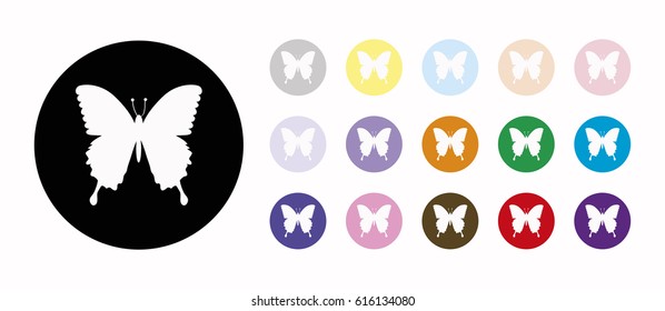 butterfly fly set icons