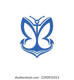 Butterfly flying anchor creative logo design