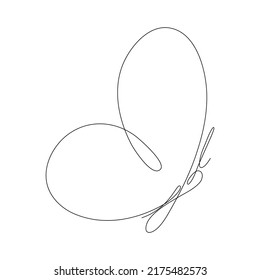 Butterfly Flying Continuous Line Art Drawing. One Line Butter Fly Insect. Vector Isolated On White.	