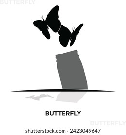 Butterfly flying icon, butterfly icon 