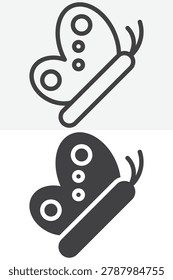 Butterfly flying icon set in line, outline and solid style. Editable stroke vector sign and symbol. Flying insect icon collection with butterfly icon.