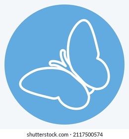 Butterfly Flying Icon in trendy blue eyes style isolated on soft blue background