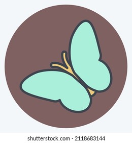Butterfly Flying Icon in trendy color mate style isolated on soft blue background