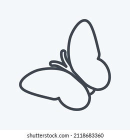 Butterfly Flying Icon in trendy line style isolated soft blue background