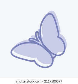 Butterfly Flying Icon in trendy two tone style isolated on soft blue background