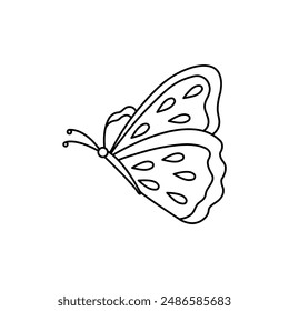 Mariposa. insecto volador en blanco y negro. Vector , arte de Clip 