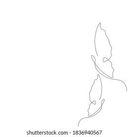 Butterfly flying line drawing. Vector illustration