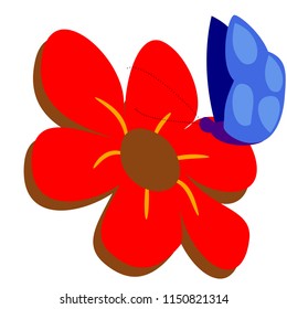Butterfly flying over a flower vector illustration