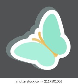 Butterfly Flying Sticker in trendy isolated on black background