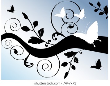butterfly with foliage